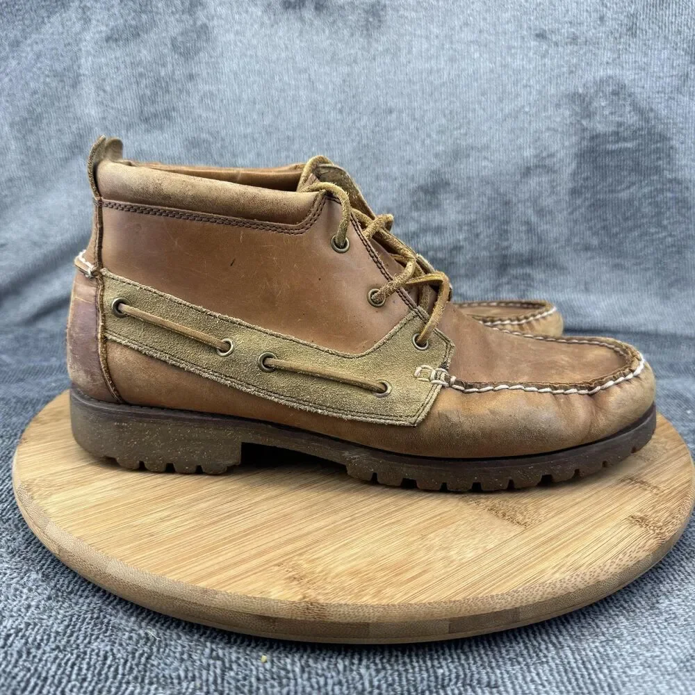 Polo Ralph Lauren Ridgemoor Boots Mens Size 8.5 Brown Leather Chukka Lug Sole